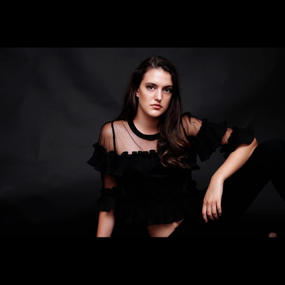 Black Ruffle Top - Picture 2 of 3